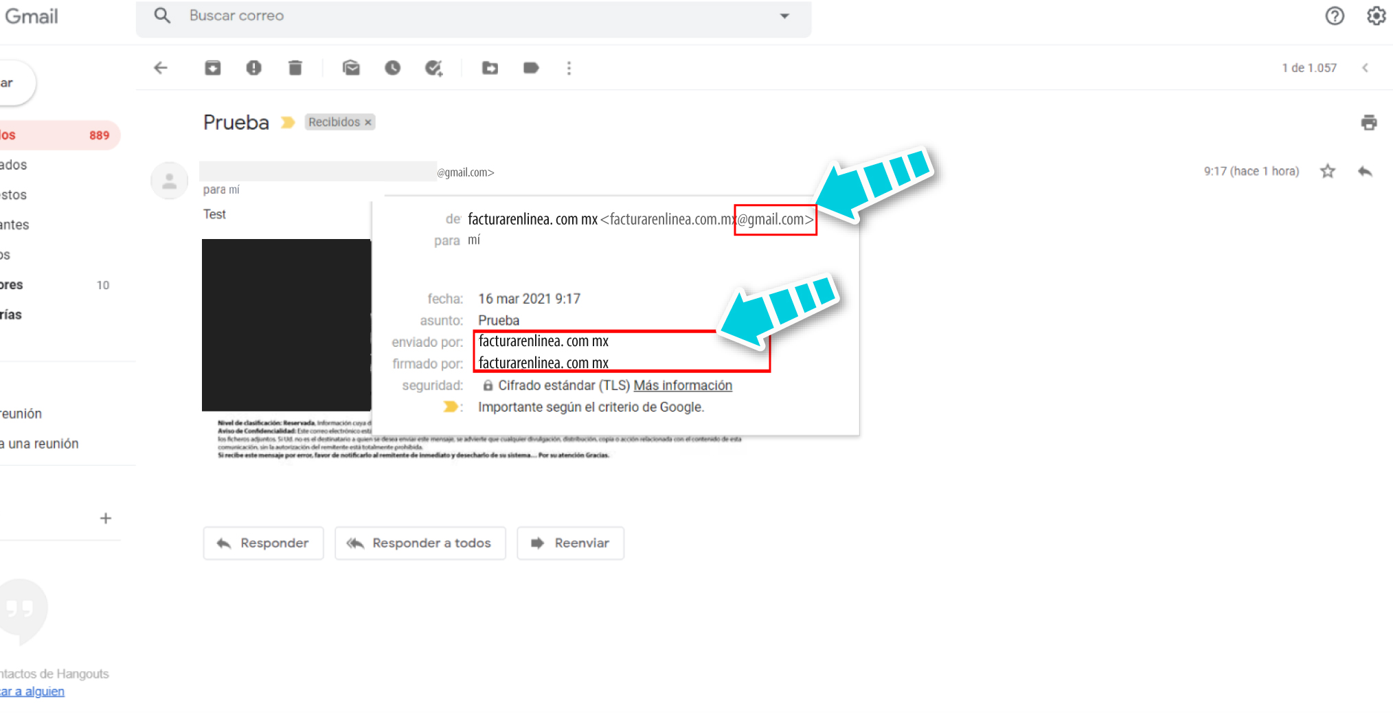 Ejemplo de verificación del remitente