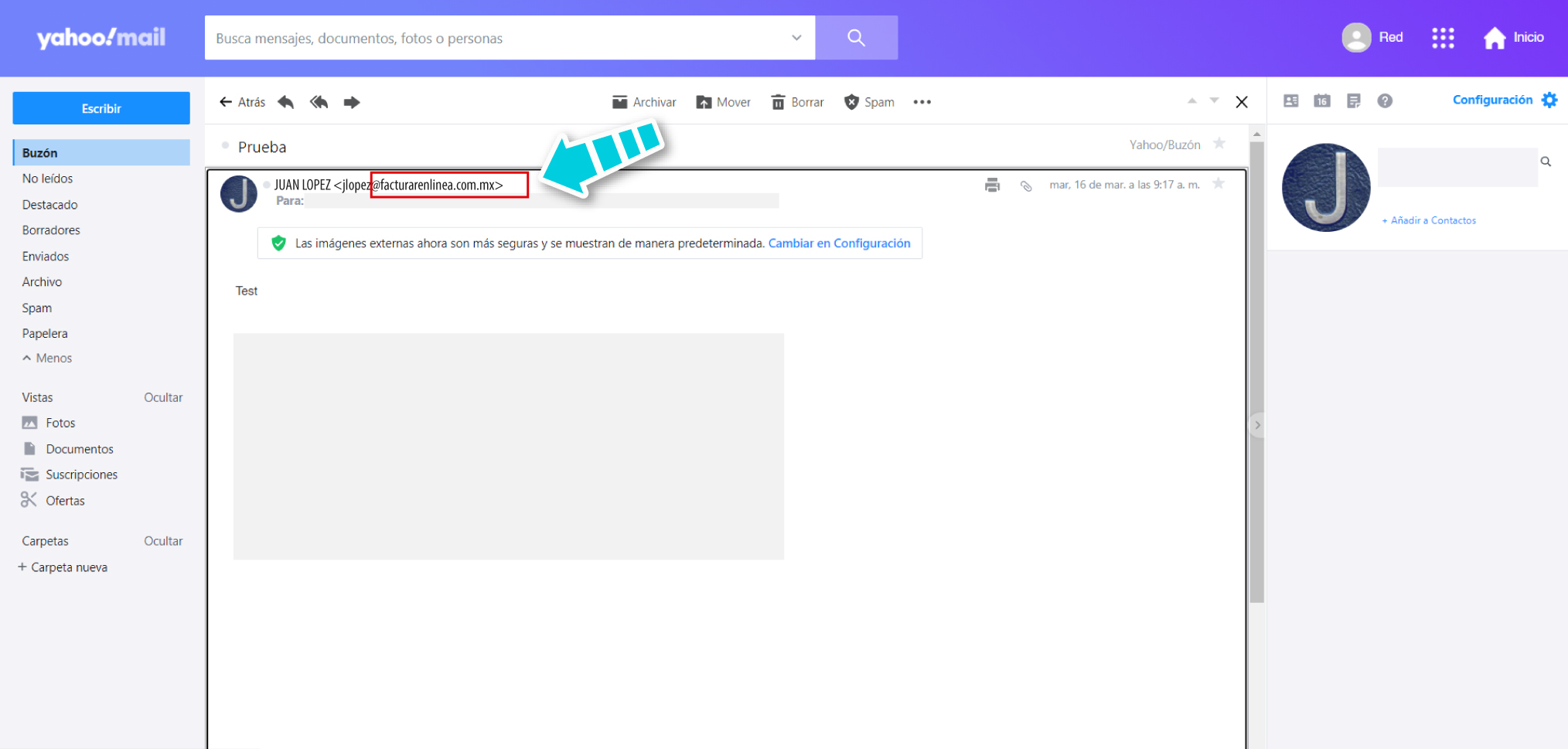 Ejemplo de verificación del remitente