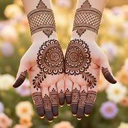 premium henna mandala pattern with wrist cuff on palms