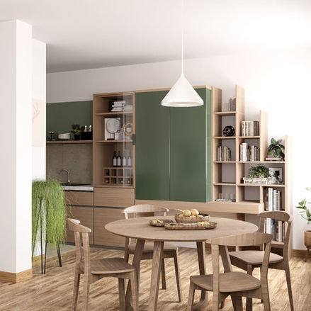 Hidden desk and dining room