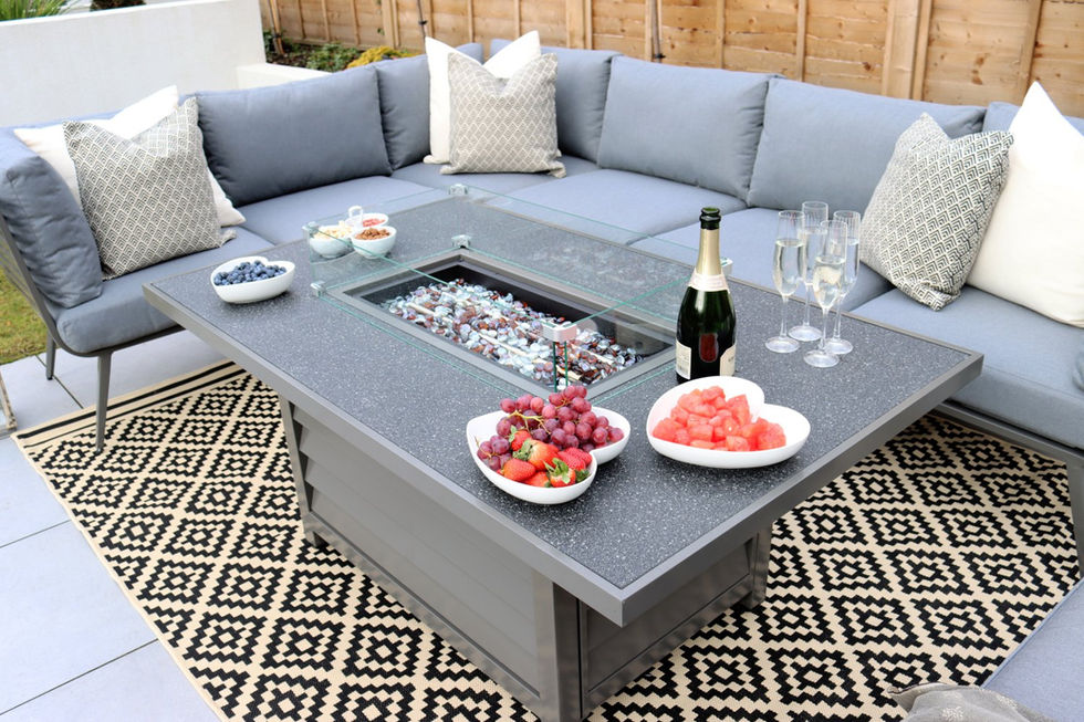 Mayfair Corner Lounging Set with Fire Pit Table ddd