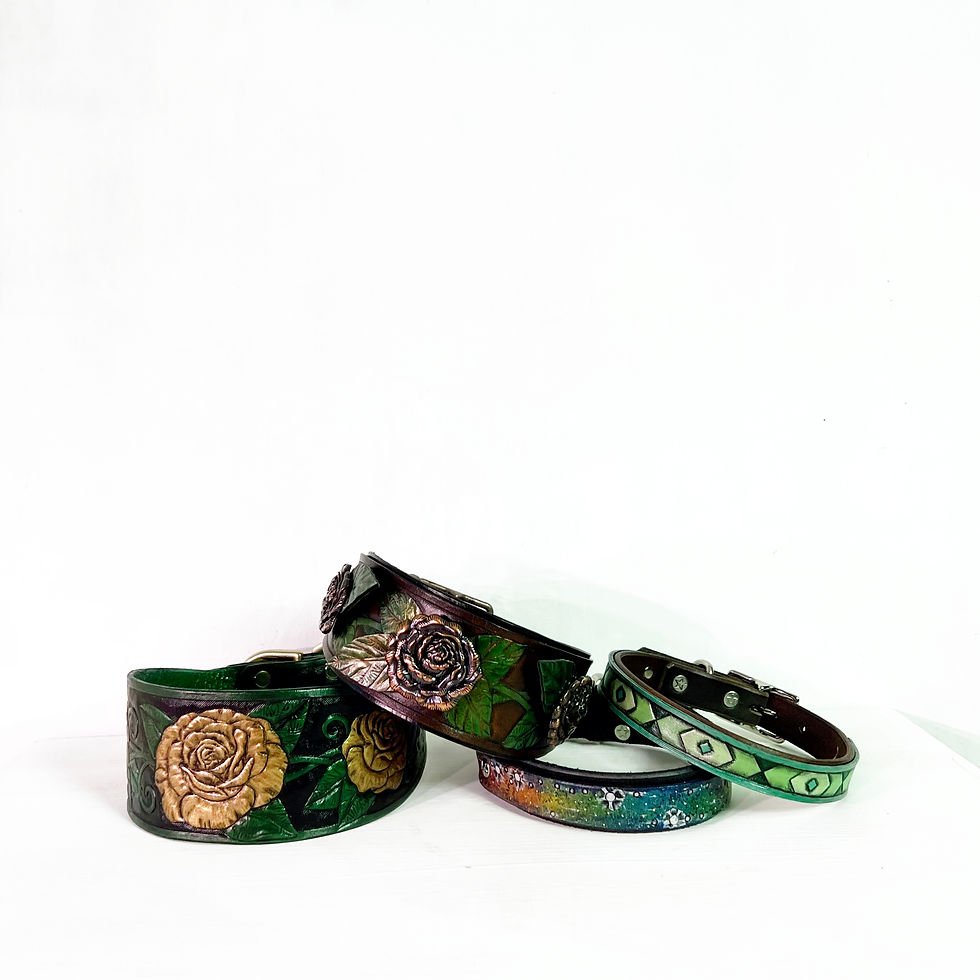 Thumbnail: Hand-Tooled Golden Rose Collar