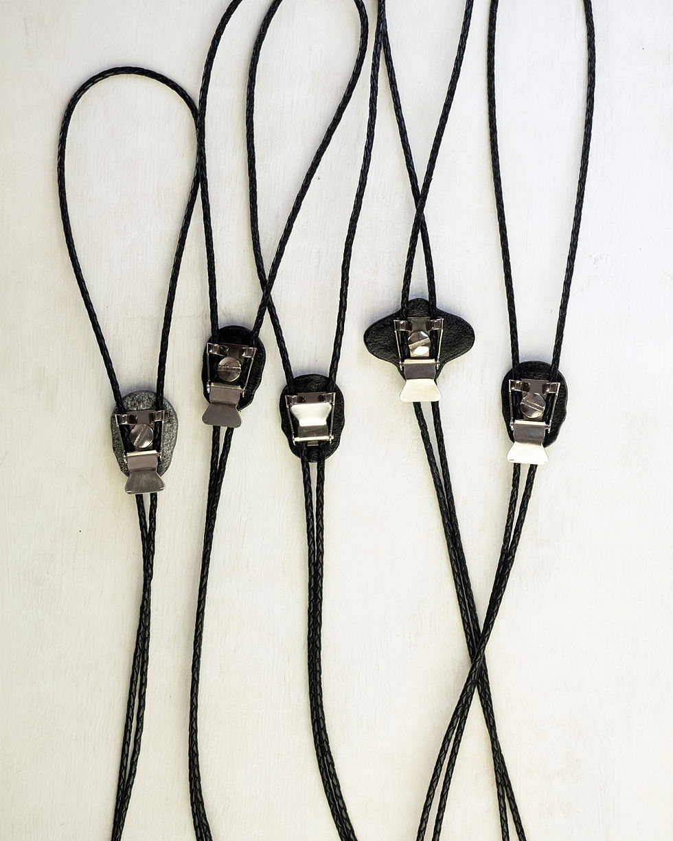 Miniatura: Hand-Painted Calavera Concho Bolo Tie - Silver with Rainbow Details