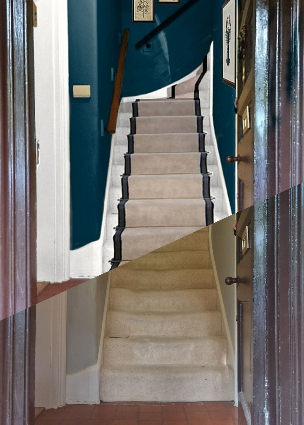 Stairway design proposal, F&B Hauge Blue view from entrance
