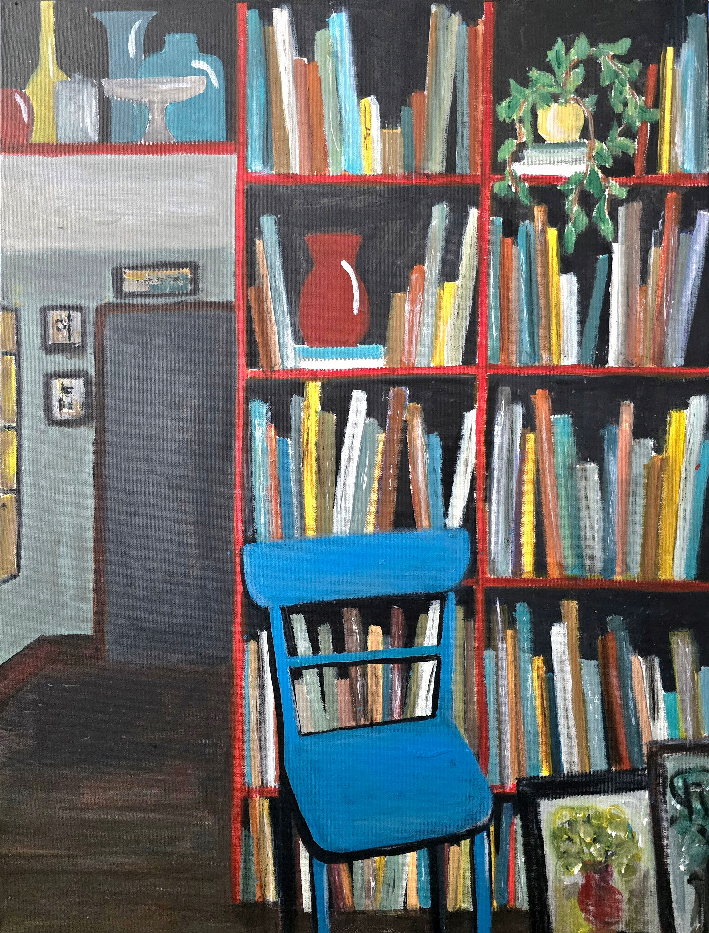 home library books chair shelves contemporary art