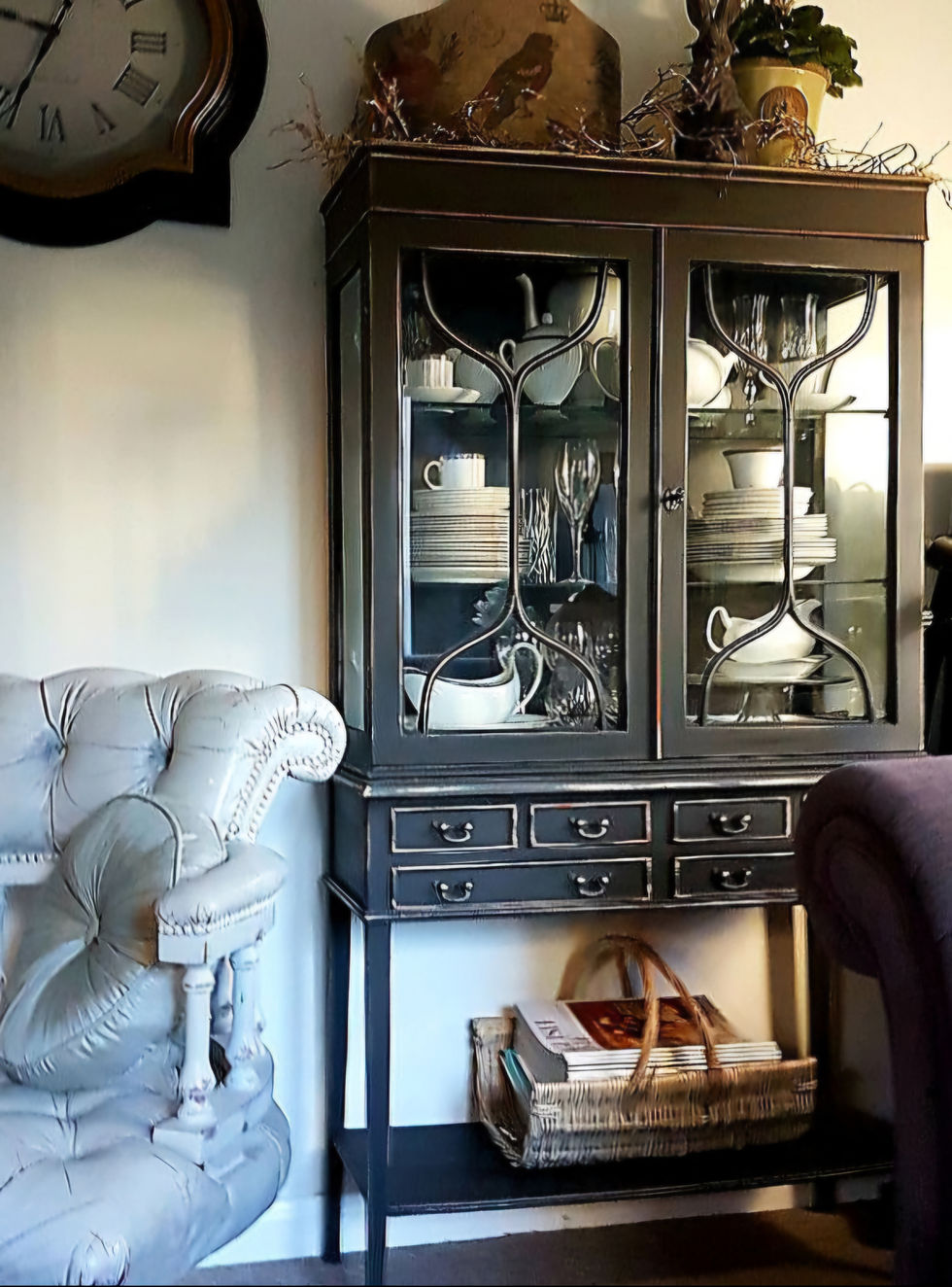 black painted display cabinet