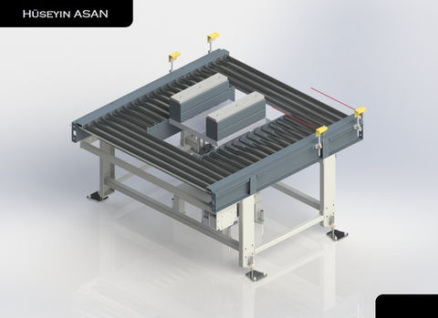 Yer Tasarrufu Sağlayan Otomatik 90 Derece Palet Döndürme Sistemli Konveyör