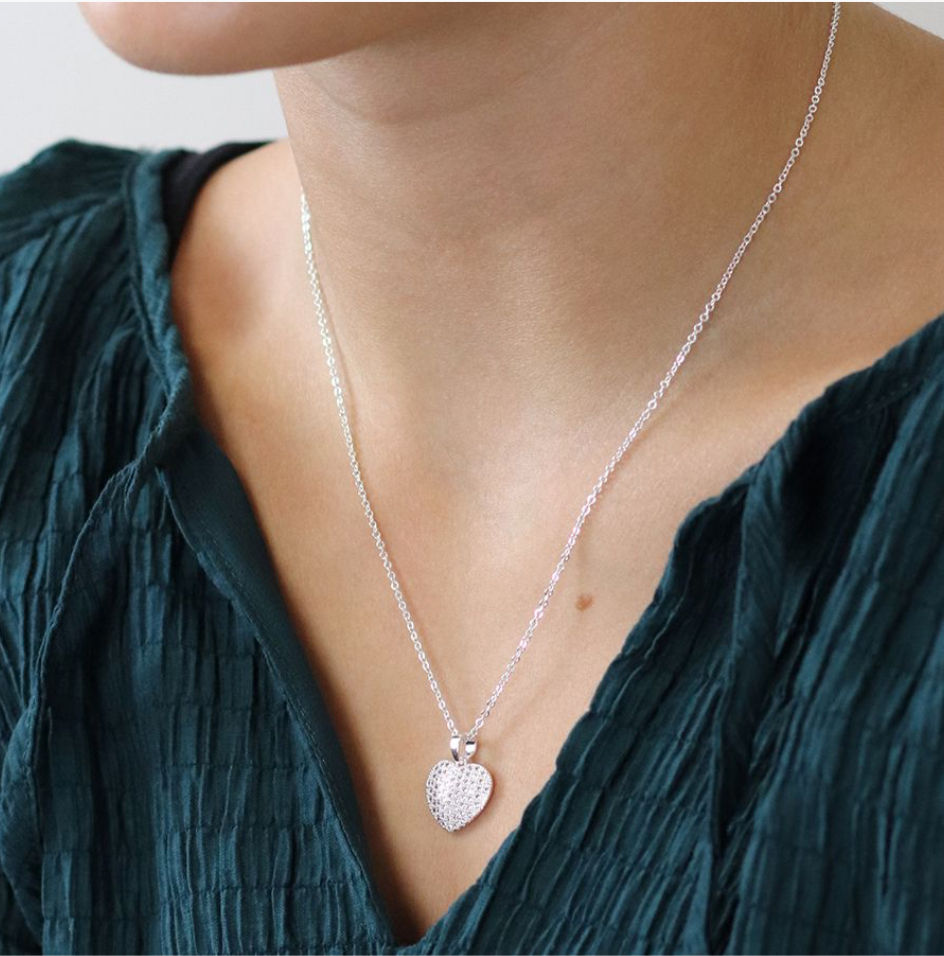 Pavé Crystal Rounded Heart Pendant