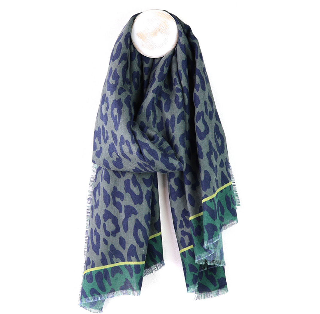Green & Grey Mix Animal Print Scarf