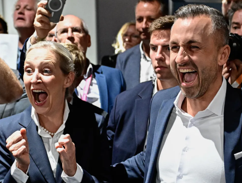 GERMANY’S COMING BACK: ALTERNATIVE FOR GERMANY (AFD) WINS LOCAL ELECTION | ULRICH SIEGMUND, TOP CANDIDATE IN THE SAXONY-ANHALT STATE ELECTION FOR THE FAR-RIGHT ALTERNATIVE FOR GERMANY (AFD) PARTY, AND AFD CO-LEADER ALICE WEIDEL | PHOTO BY AFP VIA GETTY IMAGES / PHOTO BY TOBIAS SCHWARZ