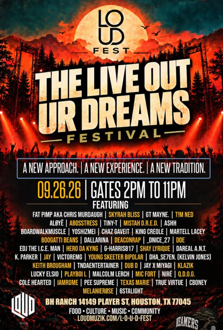 L.O.U.D. MUZIK FEST "LIVE OUT UR DREAMS" HOUSTON MUSIC ARTIST SHOWCASE | WRITTEN BY MICHAEL THERVIL | VEDA WORLD NEWS LLC.