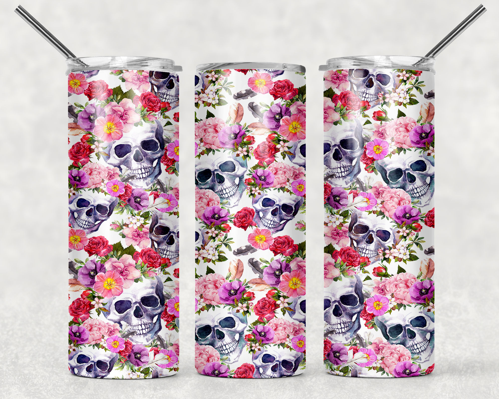 Flower Cap Skulls Tumbler
