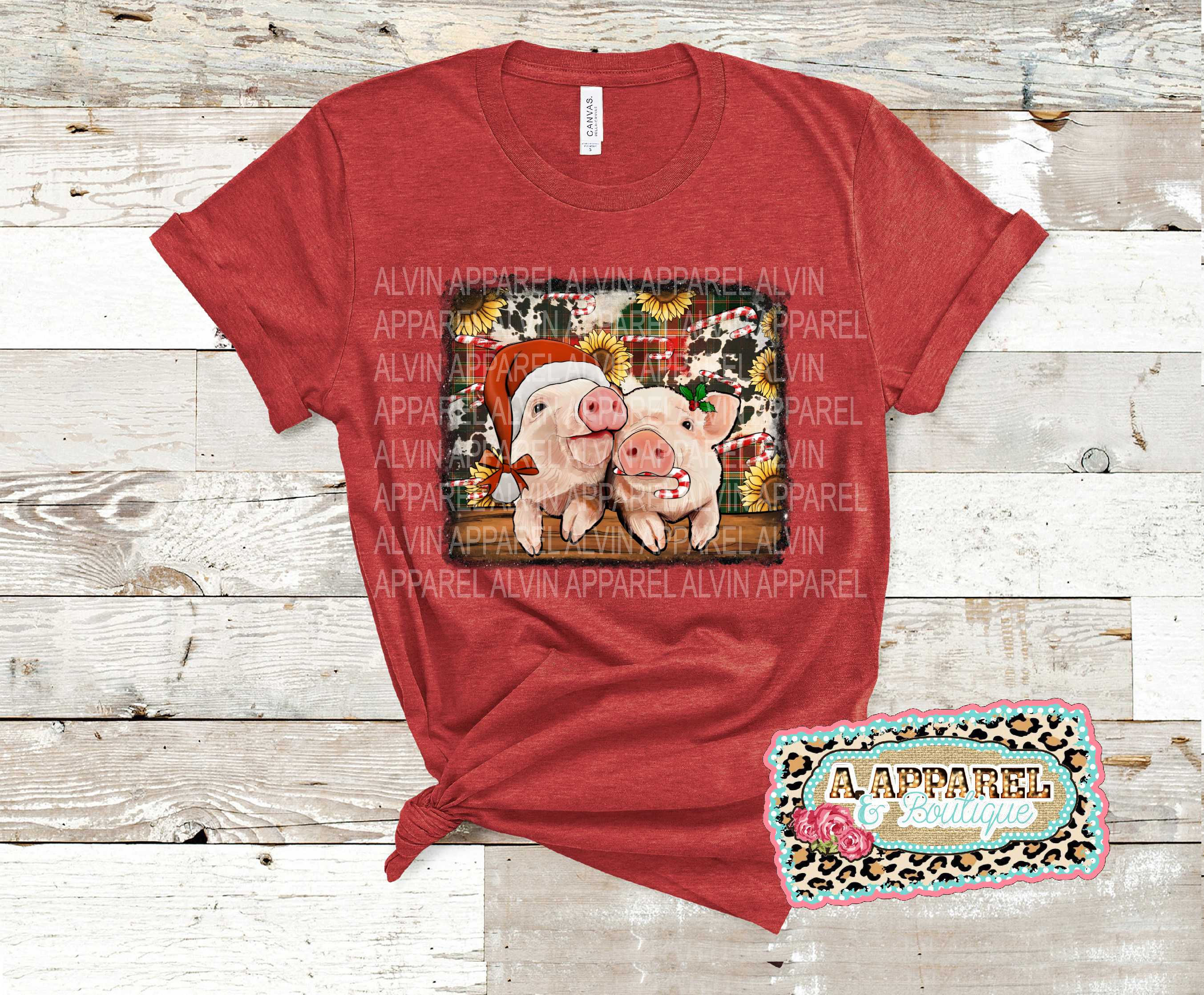 Christmas Pigs on Cowhide