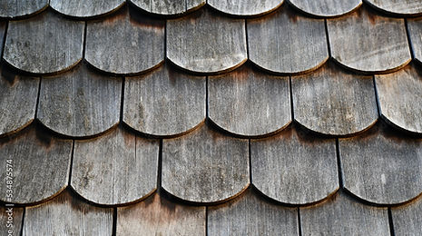 scalloped cedar siding in grey color