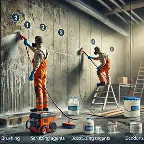 B-080: Pasos para Limpiar, Sanitizar, Descontaminar, Desodorizar y Encapsular una Pared de Concreto Afectada por Humo y Hollín
