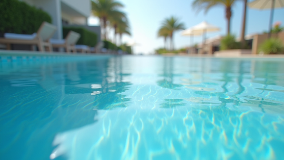 Close-up view of luxury resort pool with clear blue water