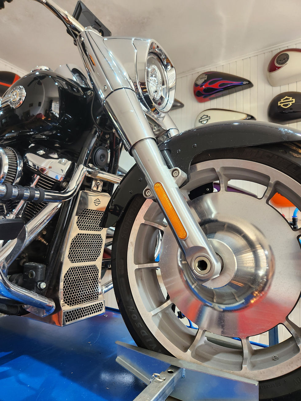 Miniatura: Protetor de Radiador Harley Softail 2018 até 2026 Modelo Robusto Inox