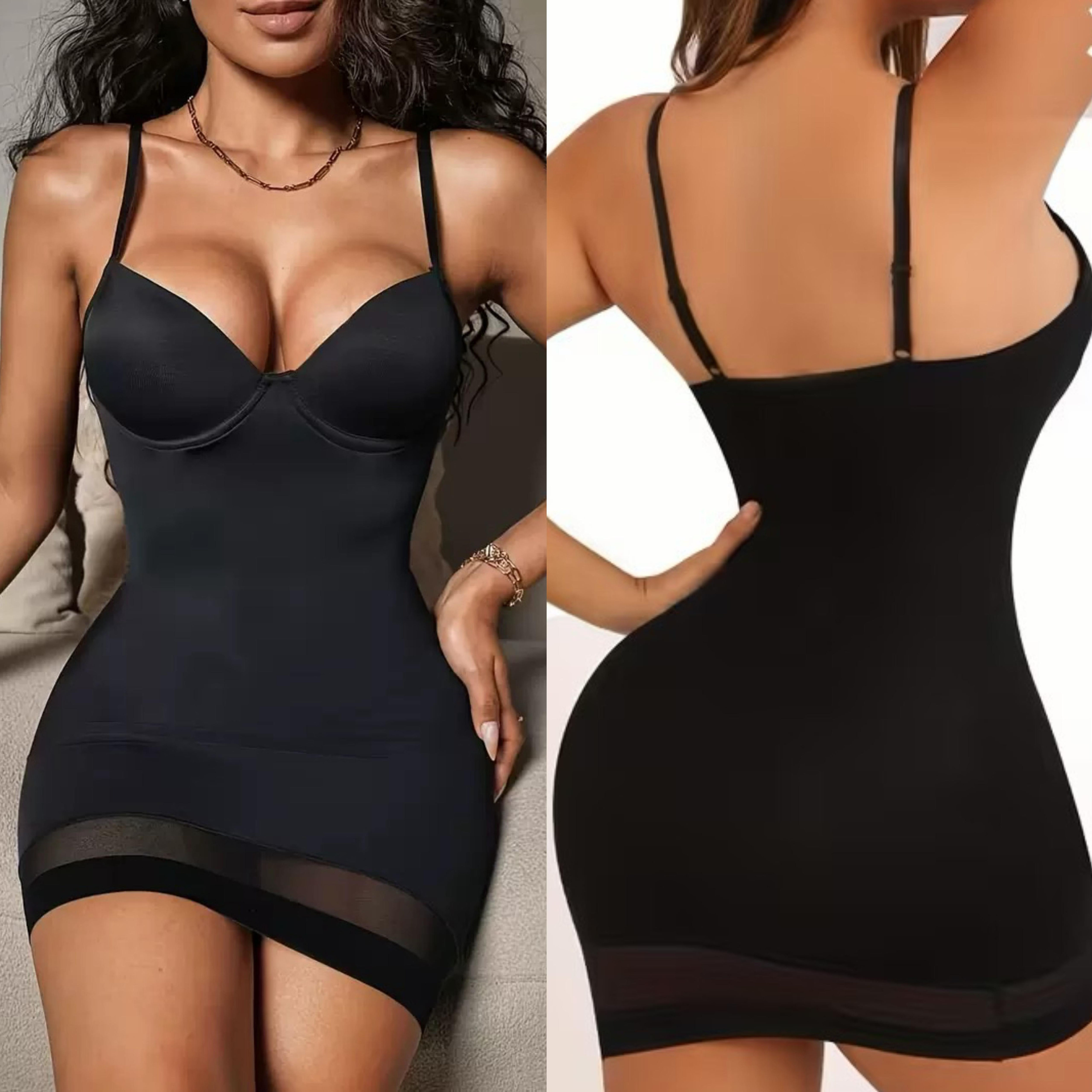 Women's black  Cami Dress With Built-In Bra Cups