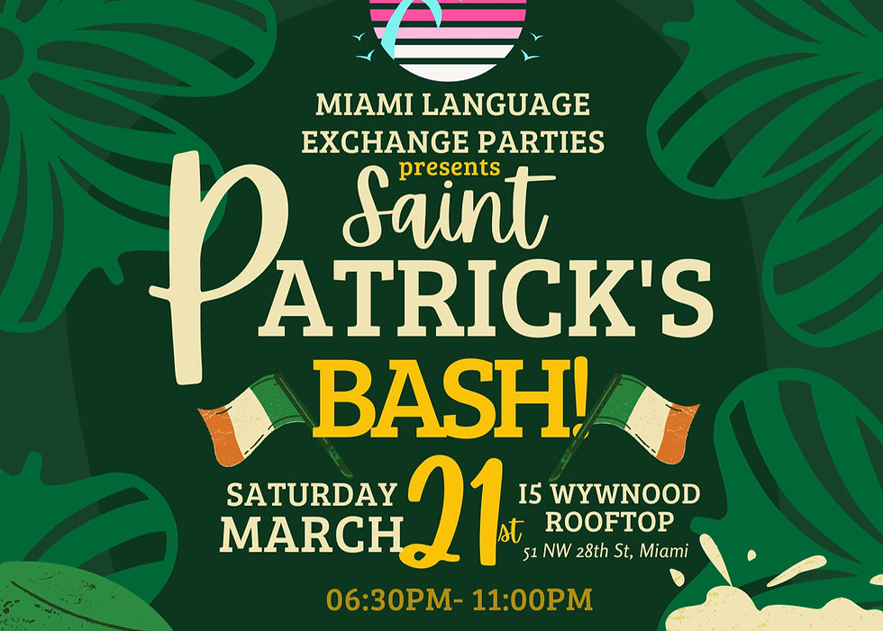St. Patty's Bash Rooftop Miami Language Exchange Party