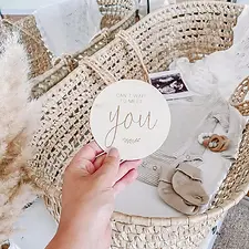 Etch and Ink baby announcement plaque from seb and I