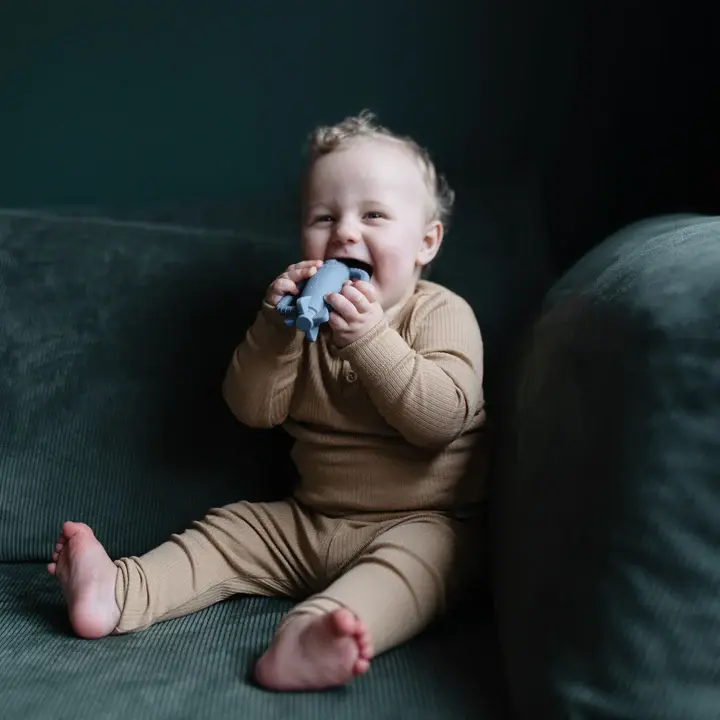 Mushie rocket rattle teether toy at Seb and I