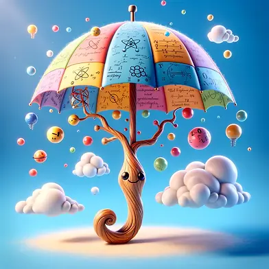 DALL·E 2024-03-15 10.50.47 - Design a 3D digital illustration of a 'philosophical umbrella