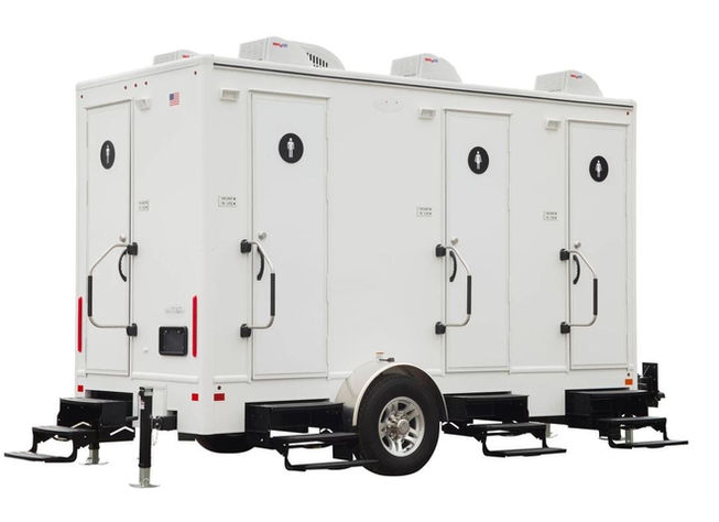 Exterior view of the Commercial 4 Restroom Trailer