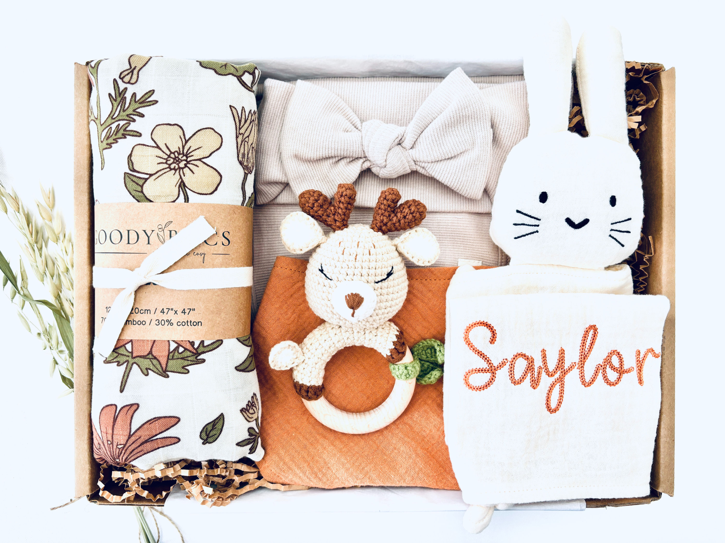 Beige Baby Woodland Floral Gift Box