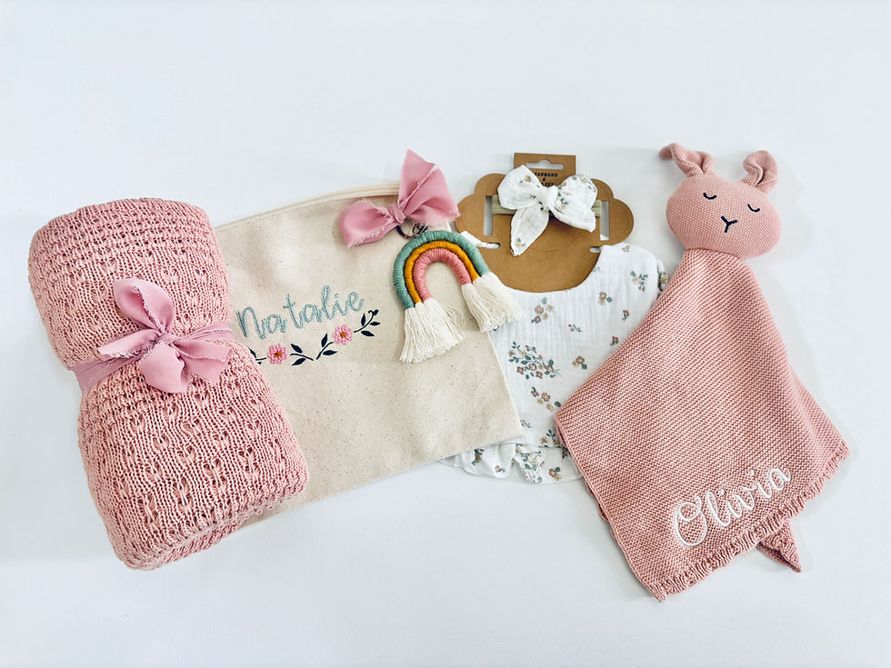 Thumbnail: Cozy Knit Pink Baby Gift Set