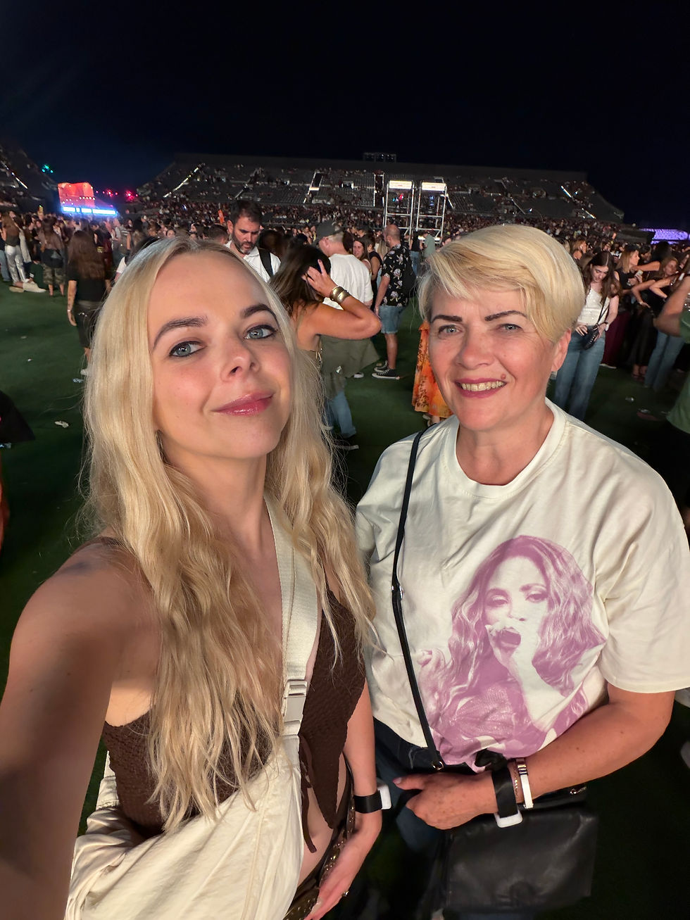Me and my mom after Shakira’s Las Mujeres Ya No Lloran World Tour concert in Madrid in 2026.