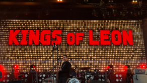 Kings of Leon performing live on stage during their 2026 concert at Unibet Arena District in Tallinn, Estonia