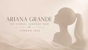 Minimalist Ariana Grande London 2026 concert guide cover featuring and female silhouette.