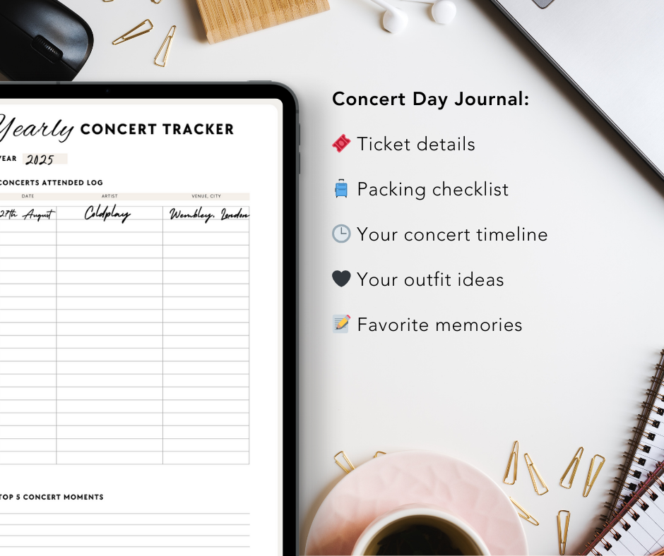Thumbnail: Close-up of printable concert tracker details