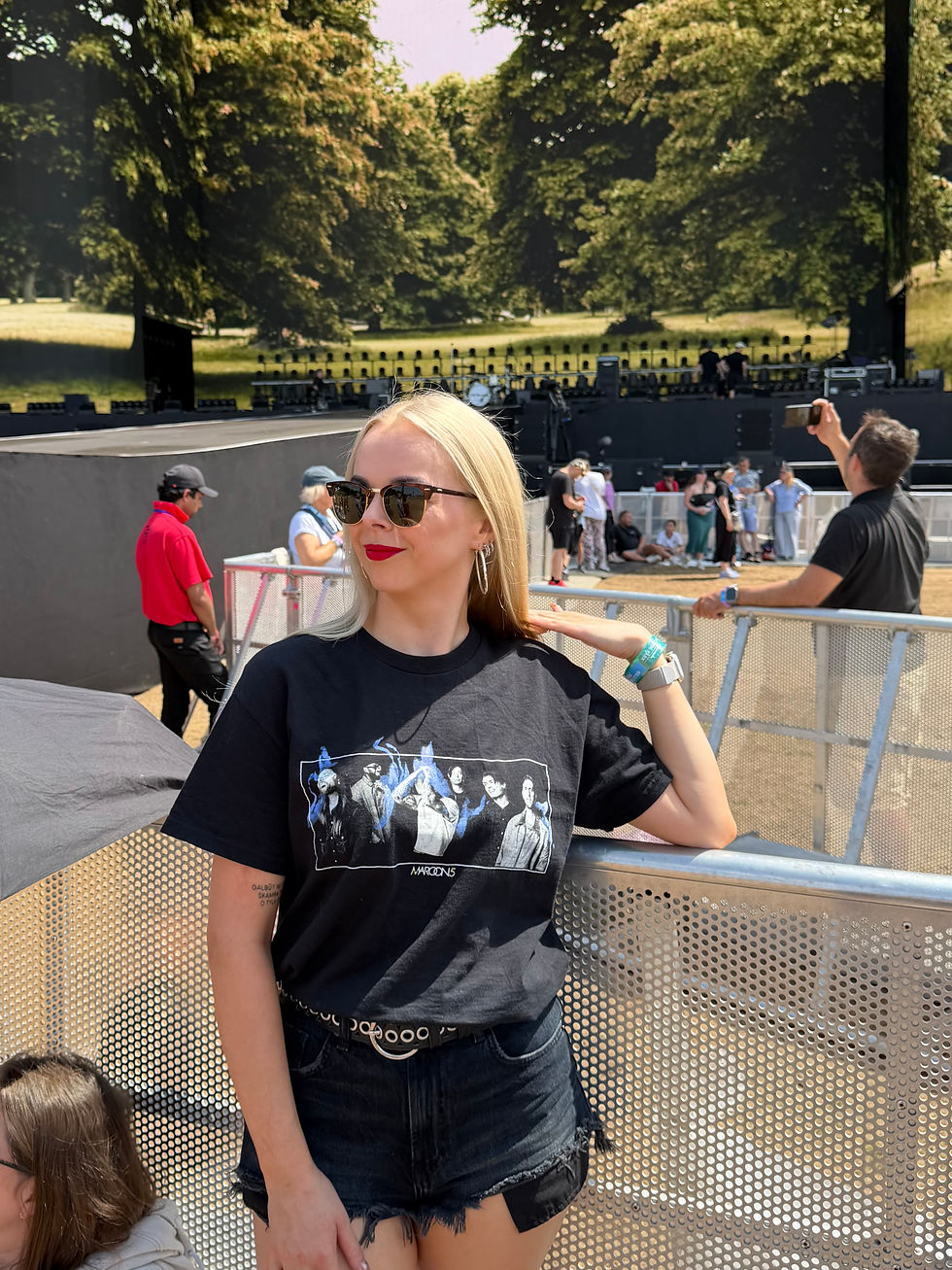 Me standing by the barricade at the Great Oak Stage before Maroon 5's headlining performance at BST Hyde Park in London.