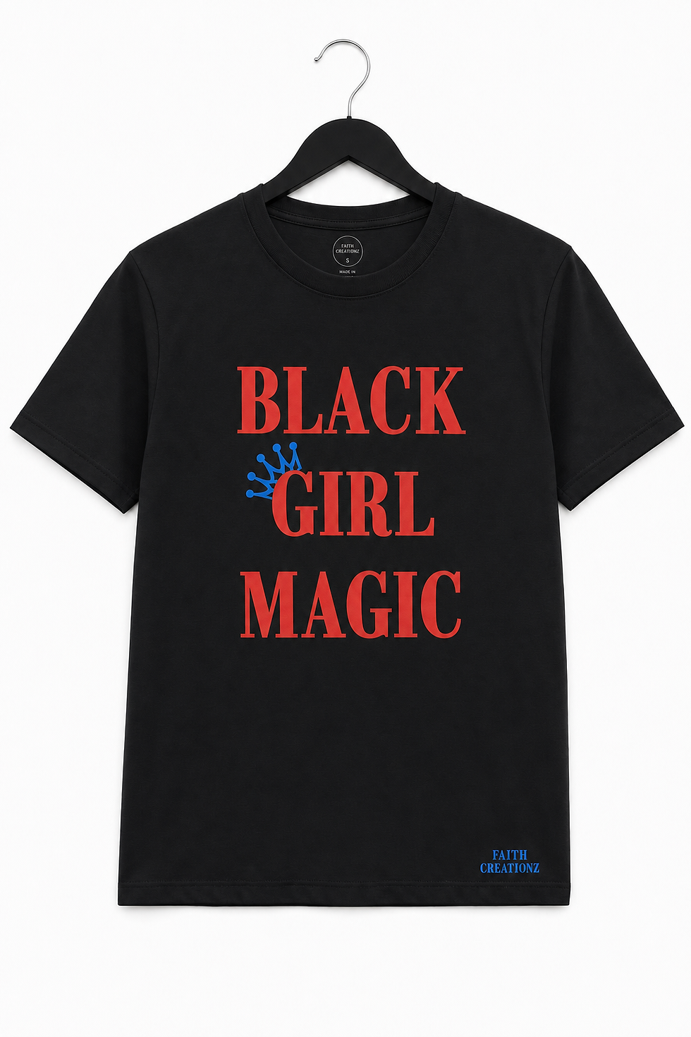 Black t-shirt with 'BLACK GIRL MAGIC' in red