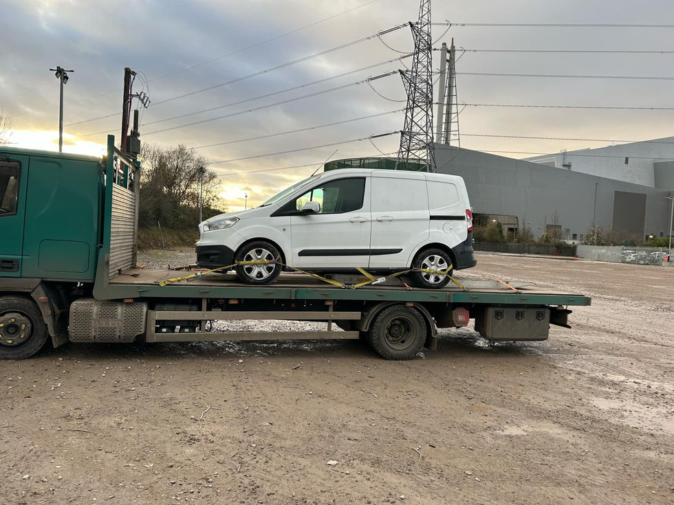 Bristol Copart yard, van transportation.
