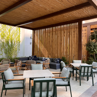 Luxury Outdoor Furniture delivered by NextSpace for the Address Beach Resort Bahrain. Pieces by Gloster and Gandia Blasco and Bivaq and Kettal and Scolaro. Luxury Pool furniture supplied by NextSpace as well as all outdoor sofas, outdoor dining chairs, sun loungers.