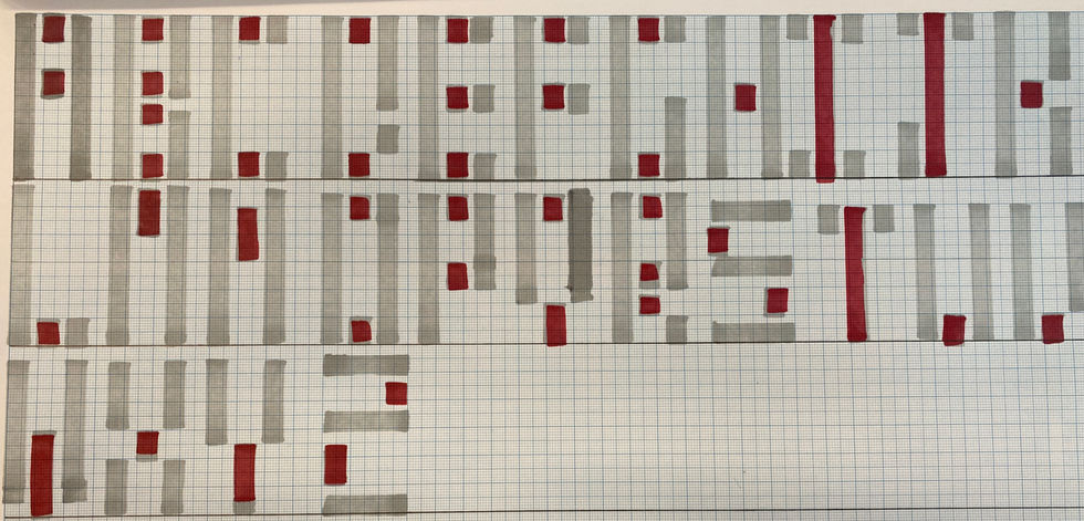 The alphabet is shown in a typeface design based on Brutalist architecture.