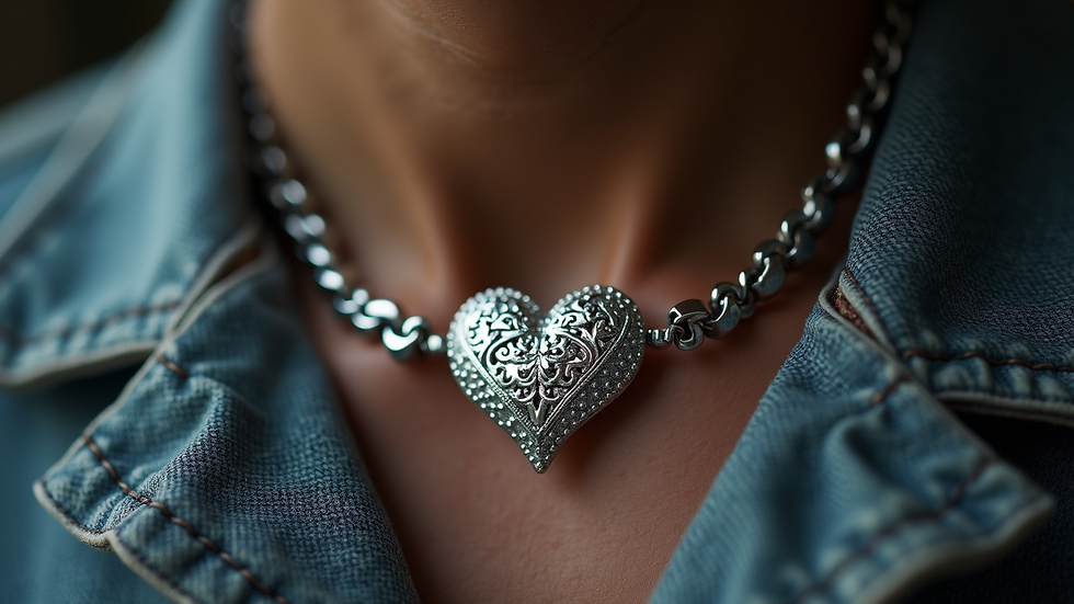 Close-up view of a Chrome Hearts necklace highlighting its intricate details