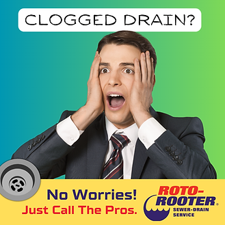 A man with a look of panic because of his clogged drain