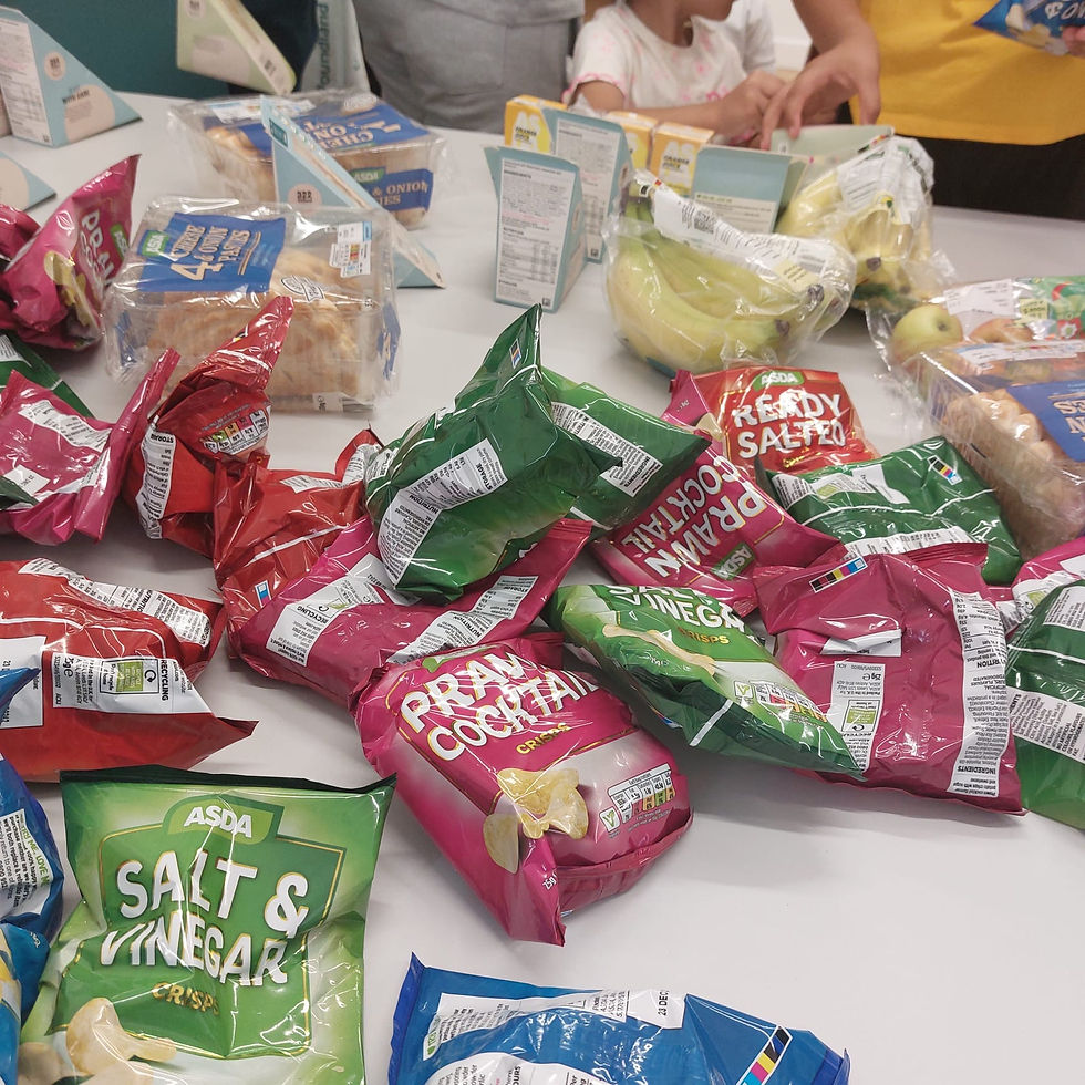 Sandwiches, fruit and crisps bought for the 30 asylum seekers who visited SREP in desperate need of help and support