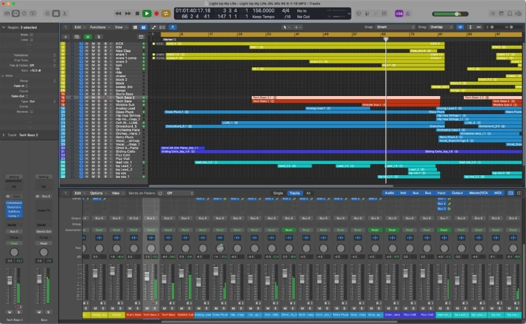 The user interface of the DAW Logic Pro