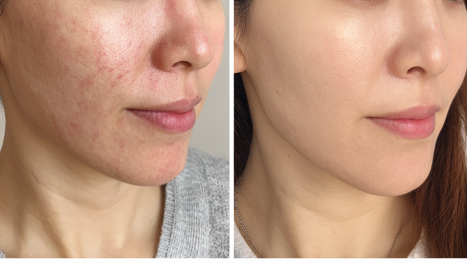 Before and after skin treatment result