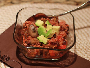 Mushroom and Black Bean Chile; Healthy Superbowl Fare