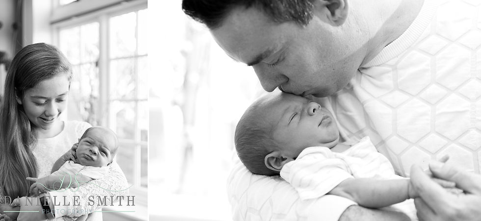 dad kissing baby's head - newborn photography brentwood