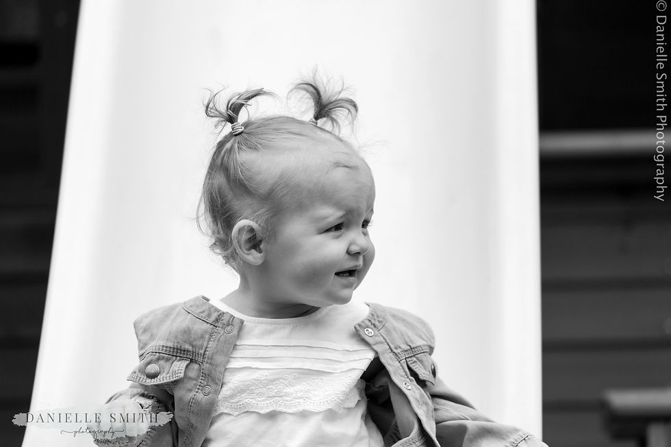 little girl with pig tails