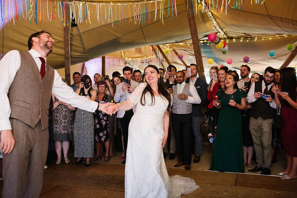first dance at festival style tipi wedding