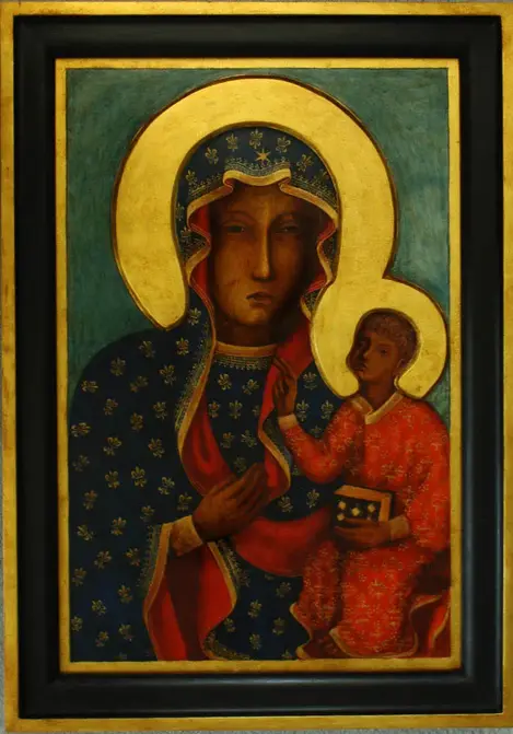 Kopia obrazu Matki Boskiej Częstochowskiej w formacie 40 x 55 cm.