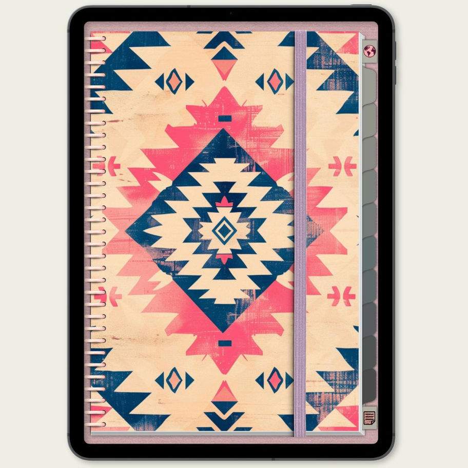 Caderno Digital Aztec Pink Blue – 10 Abas – 6 Templates - capa