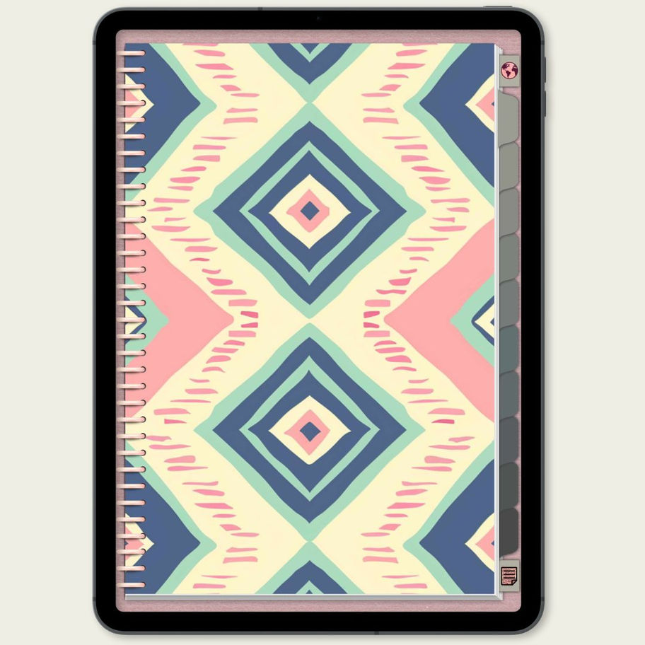 Caderno Digital Aztec Pink Blue – 10 Abas – 6 Templates - aba1